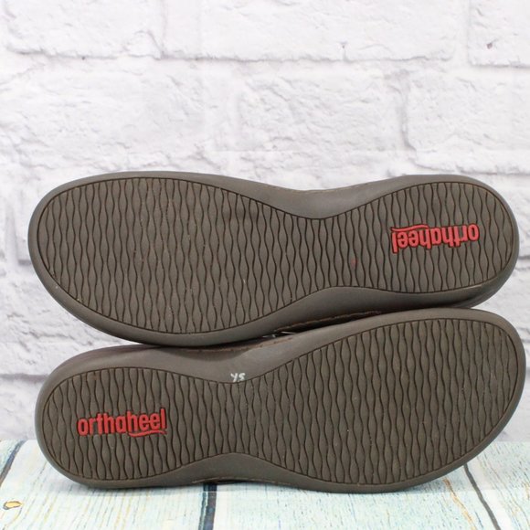 OrthaHeel Yolanda Brown Leather Flip Flop Orthotic Thong Sandals Size 11 - Picture 6 of 9